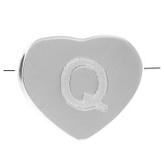 Abecedario de perlas en forma de corazón 6x7 mm - Q - Acero inoxidable 316L x1