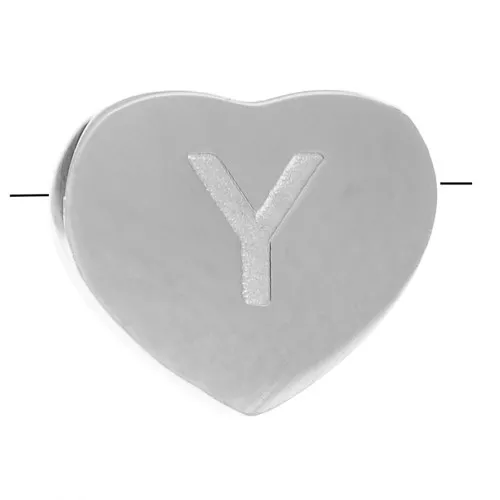 Letra del abecedario en forma de corazón perlada 6x7 mm - Y - Acero inoxidable 316L x1