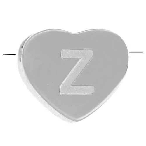 Letra del alfabeto en forma de corazón perlada 6x7 mm - Z - Acero inoxidable 316L x1
