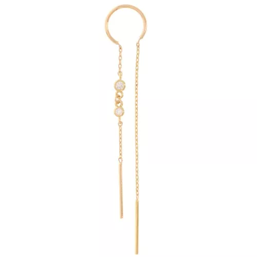 Pendiente de gota de 2 agujeros - 61 mm con CZ - chapado en oro de 3 micras x1