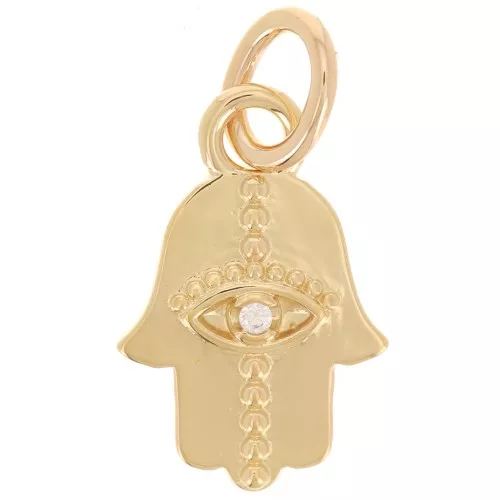 Colgante Mano Fatma 15x10 mm con Óxido de Circonio Chapado Oro 3 micras x1