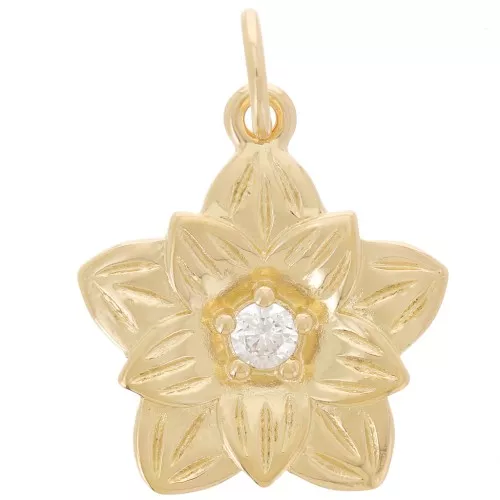 Colgante flor 15x13 mm con óxido de circonio - Chapado en oro de 3 micras x1