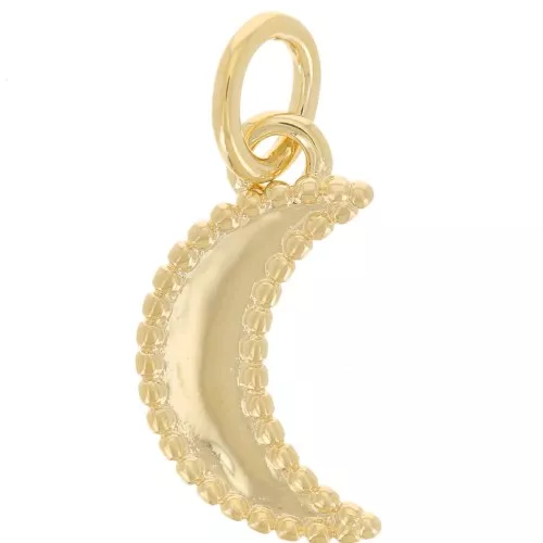 Colgante luna 15x8,5 mm con bolitas - chapado oro de 3 micras x1