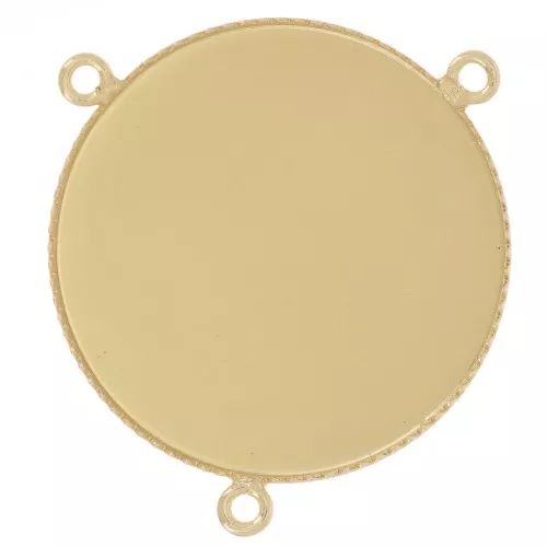 Entrepieza engaste 3 anillas para cabujón base plana 25 mm Dorado x1