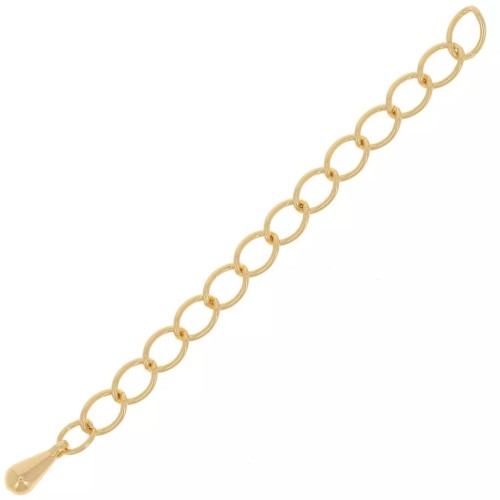 Cadena extensible de malla Rombo 60 mm con gota pequeña - Dorado x1