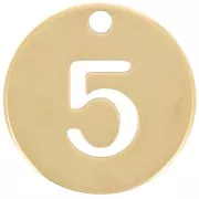 Colgante redondo de 12 mm - número 5 - acero inoxidable dorado 304 x1