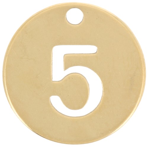 Colgante redondo de 12 mm - número 5 - acero inoxidable dorado 304 x1