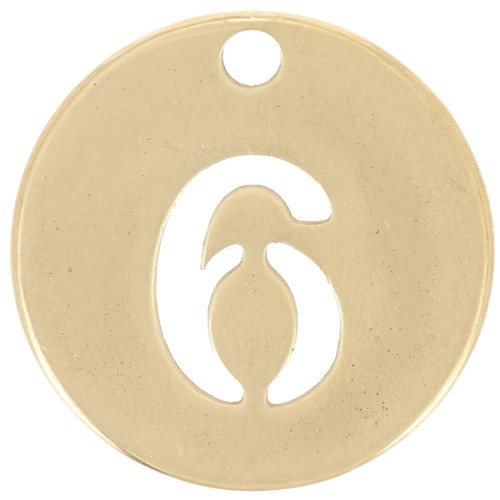 Colgante redondo de 12 mm - número 6 - acero inoxidable dorado 304 x1