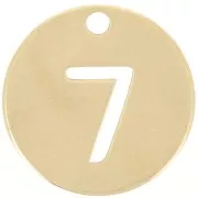 Colgante redondo 12 mm - número 7 - Acero inoxidable 304 Dorado x1