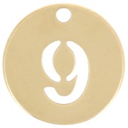 Colgante redondo 12 mm - número 9 - Acero inoxidable 304 Dorado x1