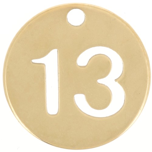 Colgante redondo 12 mm - número 13 - Acero inoxidable 304 Dorado x1