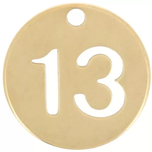 Colgante redondo 12 mm - número 13 - Acero inoxidable 304 Dorado x1
