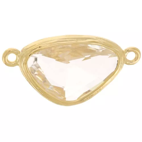 19x10 mm distanciador oval irregular con CZ - 3 micras Chapado en Oro - Cristal x1