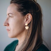 Pendientes corazón 14.5x14 mm Acero inoxidable 316L Dorado x2