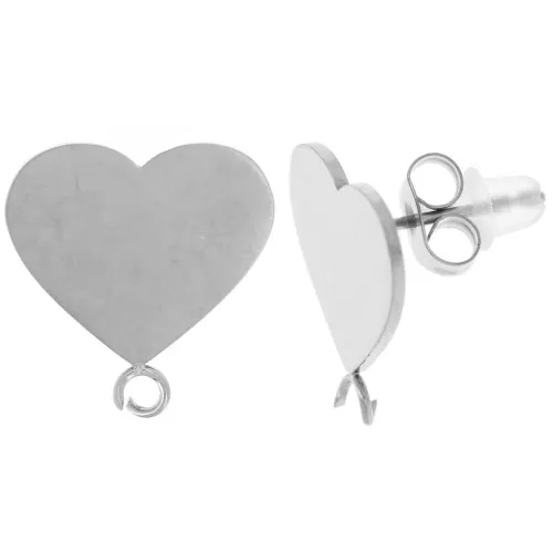 Pendientes corazón 14,5x14 mm Acero inoxidable 316L x2