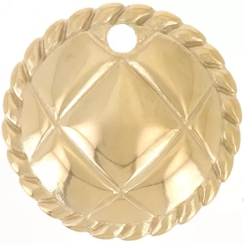 Colgante redondo de 22 mm - efecto acolchado - acero inoxidable dorado 304L x1