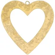 Colgantes corazón hueco martillado 35x34 mm - Acero inoxidable 316L dorado x2