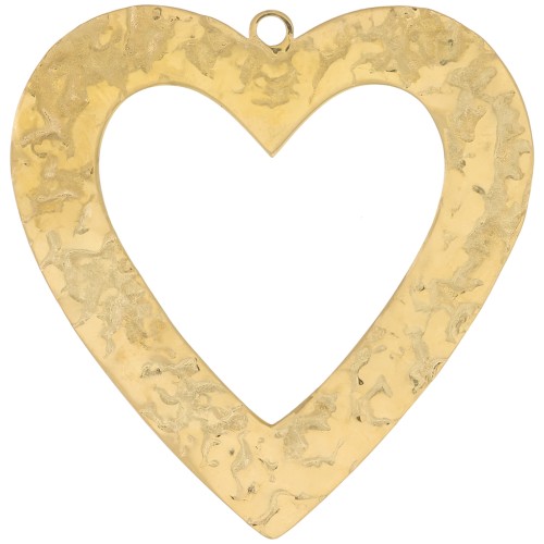 Colgantes corazón hueco martillado 35x34 mm - Acero inoxidable 316L dorado x2