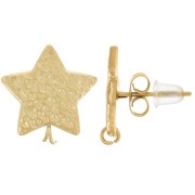 Pendientes estrella martillada 14 mm - acero inoxidable dorado 304L x2|raw }}