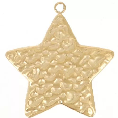 Colgante Estrella Martillada 23x22 mm - Acero Inoxidable Dorado 304L x1