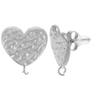 Pendientes corazón martillado 16x15 mm acero inoxidable 304L x2