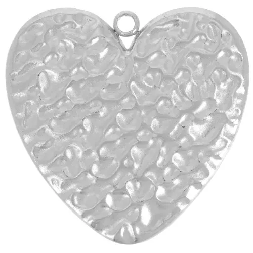Colgante corazón martillado 22 mm - acero inoxidable 304L x1