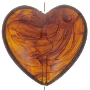 Cuenta corazón de resina translúcida 26x27 mm - Ámbar jaspeado x1