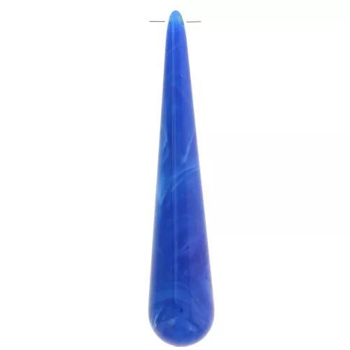Colgante en forma de pera de resina opaca 61x12 mm - Azul real jaspeado x1