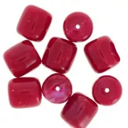 Perles tubes en résine opaque 12x11 mm - Marbré Rouge foncé pailleté x6