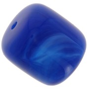 Cuentas de tubo de resina opaca 12x11 mm - Azul real jaspeado x6
