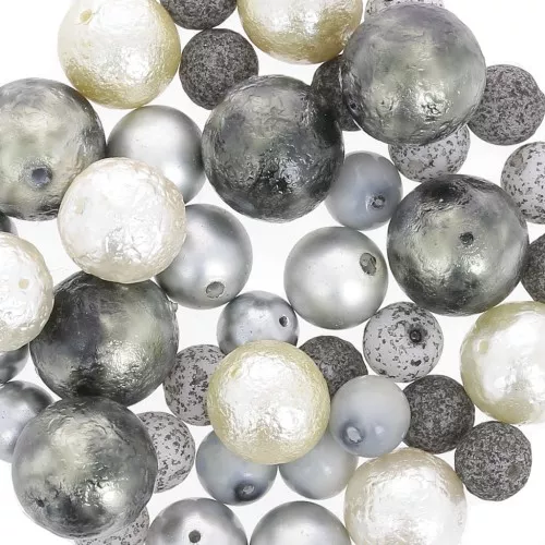 Surtido de perlas de Bohemia - Verde - Plateado x50g