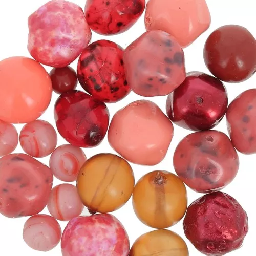 Surtido de perlas de Bohemia - Multi rojo - Coral x50g