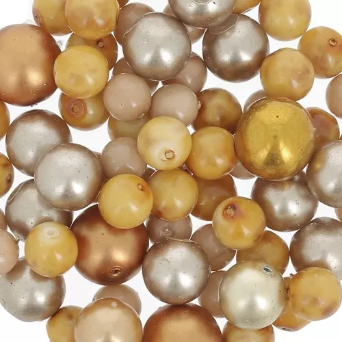 Surtido de perlas de Bohemia - Marrón - Golden x50g