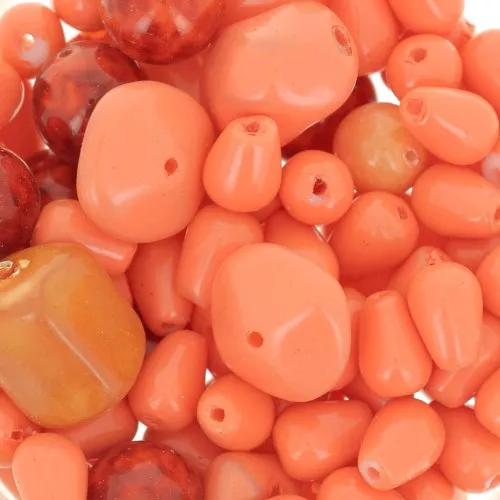 Surtido de perlas de Bohemia - Mix Naranja x50g