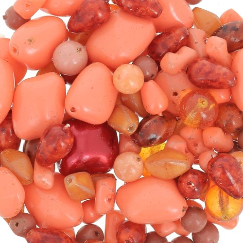Surtido de perlas de Bohemia - Mix Naranja - Rojo x50g