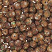 Cuentas de Rocalla Preciosa rayadas 6/0, 4 mm - Marrón - Verde x 20 g