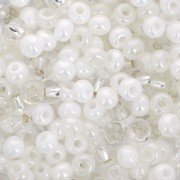 Cuentas de Rocalla Preciosa 6/0 4 mm - Mezcla de blanco y cristal x20 g