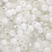 Cuentas de Rocalla Preciosa 6/0 4 mm - Mezcla de blanco y cristal x20 g