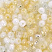 Cuentas de Rocalla Preciosa 6/0, 4 mm - Mezcla de blanco y crema, 20 g