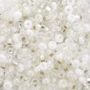 Cuentas de Rocalla Preciosa 8/0 3 mm - Mezcla de blanco y cristal x20 g