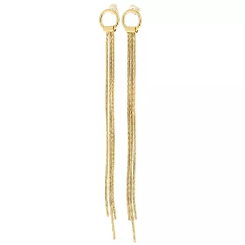 Pendientes flecos de malla serpentina 100x10 mm - Acero inoxidable dorado304L x2