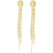 Pendientes de 77x10 mm con flecos redondos martillados - acero inoxidable dorado304L x2