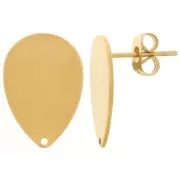 Pendientes de 17,5x12 mm con agujero - Acero inoxidable 304 dorado x2