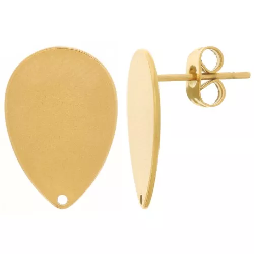 Pendientes de 17,5x12 mm con agujero - Acero inoxidable 304 dorado x2