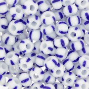 Cuentas de Rocalla Preciosa rayadas 4/0, 5,1 mm - Blanco - Azul, 20 g