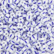 Cuentas de Rocalla Preciosa rayadas 7/0 - 3,5 mm - Blanco - Azul x 20 g