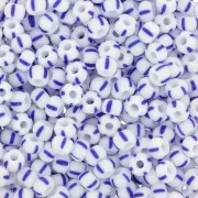 Cuentas de Rocalla Preciosa rayadas 7/0 - 3,5 mm - Blanco - Azul x 20 g