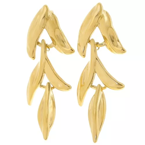 Pendientes hoja 48x17,5 mm - Acero inoxidable 304L Dorado x2