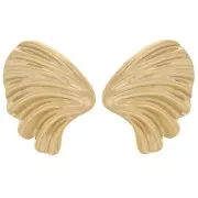 Pendientes diseño plisado 31x24 mm - Acero inoxidable 304L Dorado x2