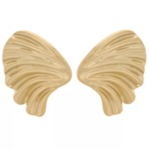 Pendientes diseño plisado 31x24 mm - Acero inoxidable 304L Dorado x2